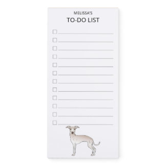 Cream Italian Greyhound Cartoon Dog To-Do List Magnetic Notepad