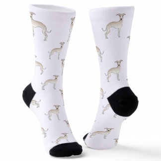 Cream Italian Greyhound Cute Cartoon Dog Pattern Socks