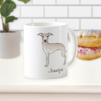 Cream Italian Greyhound Cute Cartoon Dog With Name Coffee Mug