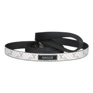 Cream Italian Greyhound Cute Cartoon Dog With Name Pet Leash