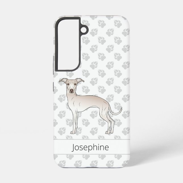 Cream Italian Greyhound Cute Cartoon Dog With Name Samsung Galaxy Case (Back)