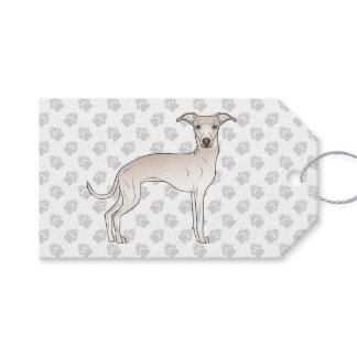 Cream Italian Greyhound Cute Cartoon Dog With Paws Gift Tags
