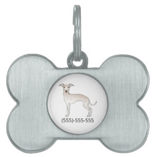 Cream Italian Greyhound Cute  Dog And Phone Number Pet ID Tag