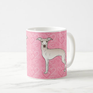 Cream Italian Greyhound Cute Dog On Pink Hearts Coffee Mug