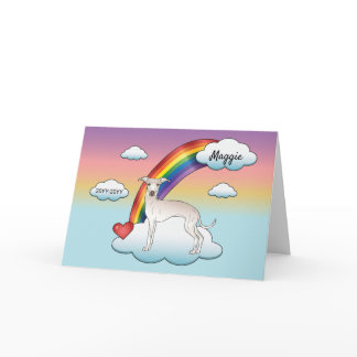 Cream Italian Greyhound Cute Dog Rainbow Memorial Card
