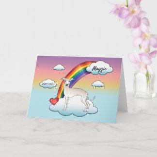 Cream Italian Greyhound Cute Dog Rainbow Memorial Card
