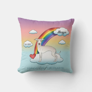 Cream Italian Greyhound Cute Dog Rainbow Memorial Throw Pillow