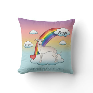 Cream Italian Greyhound Cute Dog Rainbow Memorial Throw Pillow