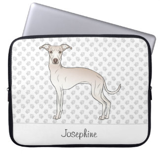 Cream Italian Greyhound Cute Dog With Custom Name Laptop Sleeve
