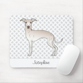Cream Italian Greyhound Cute Dog With Custom Name Mouse Pad