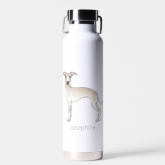 Cream Italian Greyhound Cute Dog With Custom Name Water Bottle
