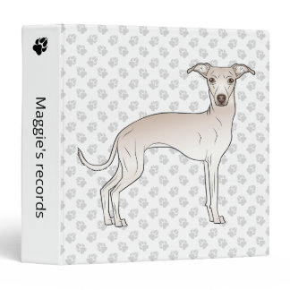 Cream Italian Greyhound Cute Dog With Custom Text 3 Ring Binder