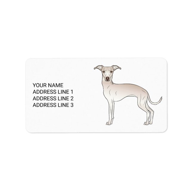 Cream Italian Greyhound Cute Dog With Custom Text Label (Front)