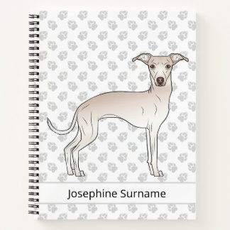 Cream Italian Greyhound Cute Dog With Custom Text Notebook