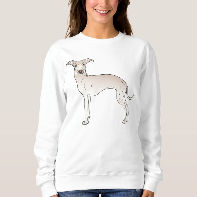 Cream Italian Greyhound Dog Cartoon Illustration Sweatshirt (Front)