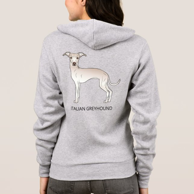 Cream Italian Greyhound Dog With Custom Text Hoodie (Back)