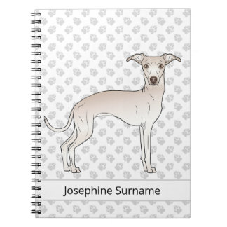 Cream Italian Greyhound Dog With Custom Text Notebook