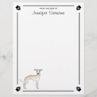 Cream Italian Greyhound With Paws And Custom Text Letterhead