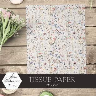 Cream Ivory Boho Watercolor Wildflower Tissue Paper