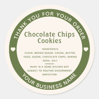 Cream Ivory Cottage Law Ingredient Cookie Sticker