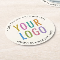 Cream Ivory Ecru Paper Coasters Custom Logo Round