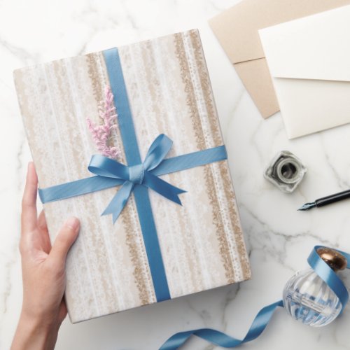 Cream Ivory Faux Lace Bridal Shower Wrapping Paper