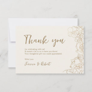 Cream Ivory Gold Botanical Thank You Card