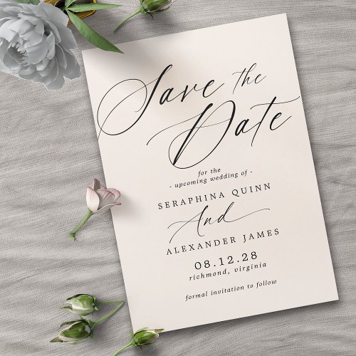 Cream Ivory  Neutral Color Formal Typography Save The Date