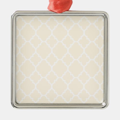 Cream Ivory Quatrefoil Moroccan Pattern Metal Ornament