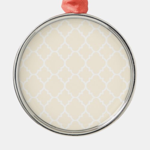 Cream Ivory Quatrefoil Moroccan Pattern Metal Ornament
