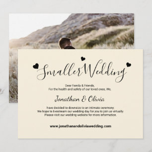Cream Ivory Smaller Wedding Photo Downsize Wedding Announcement