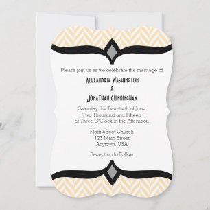 Cream Ivory White Herringbone Wedding Invitation