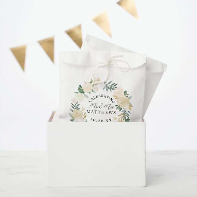 Cream Ivory Wreath Wedding Shower Favor Bag (Party)