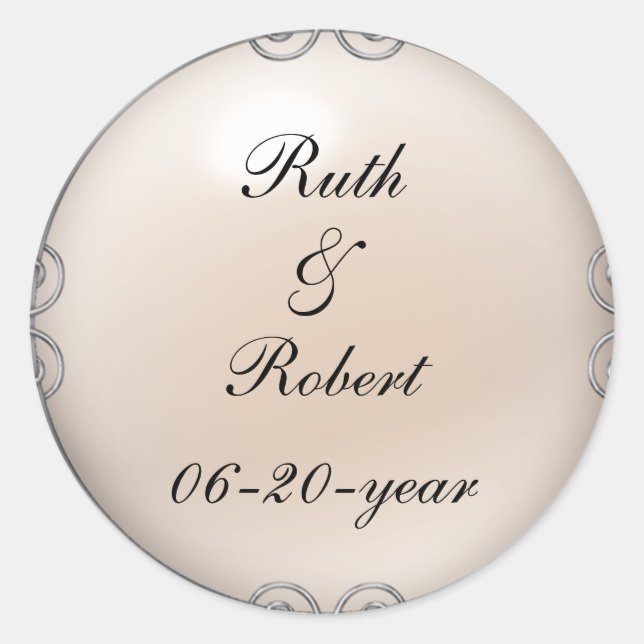 Cream Jeweled Pearl Wedding Stickers (Front)