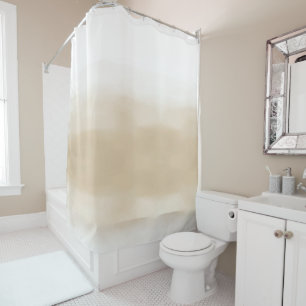 Cream Khaki White Ombre Watercolor Shower Curtain