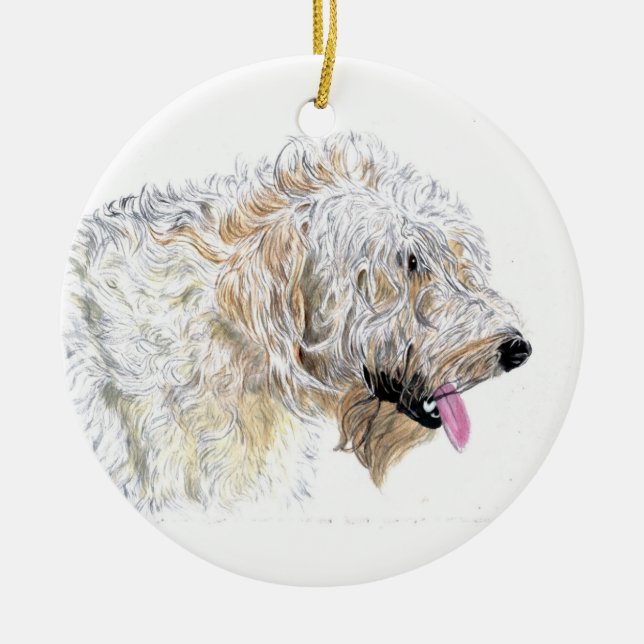 Cream Labradoodle Ceramic Ornament (Front)