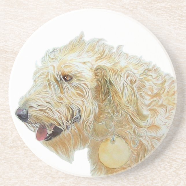 Cream Labradoodle Drink Coaster (Front)