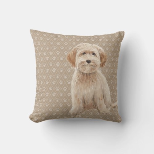 Cream LabradoodleGoldendoodle Dog Lumbar Pillow