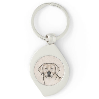 Cream Labrador Retriever Art Cute Lab Dog Head Keychain