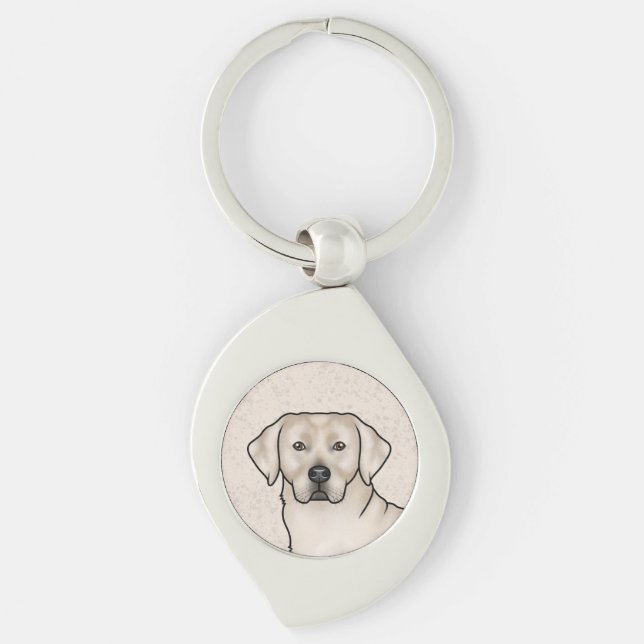 Cream Labrador Retriever Art Cute Lab Dog Head Keychain (Front)