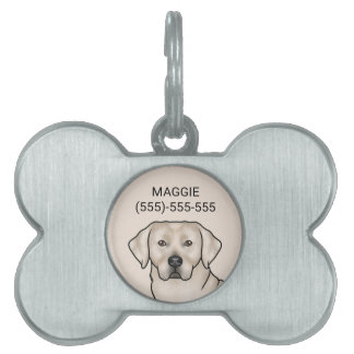 Cream Labrador Retriever Art Cute Lab Dog Head Pet ID Tag