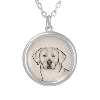 Cream Labrador Retriever Art Cute Lab Dog Head Silver Plated Necklace