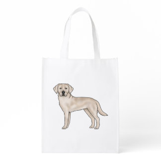 Cream Labrador Retriever Cartoon Canine Dog Art Grocery Bag