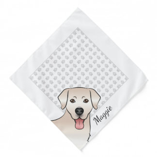 Cream Labrador Retriever Cartoon Dog Head &amp; Name Bandana