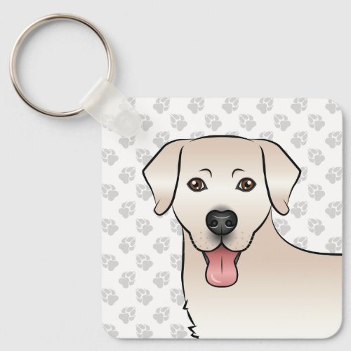 Cream Labrador Retriever Cartoon Dog Head  Name Keychain