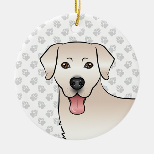 Cream Labrador Retriever Cartoon Dog Head  Text Ceramic Ornament