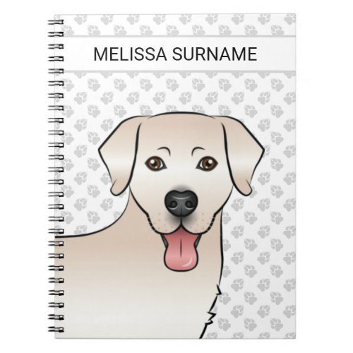 Cream Labrador Retriever Cartoon Dog Head  Text Notebook