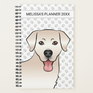 Cream Labrador Retriever Cartoon Dog Head &amp; Text Planner