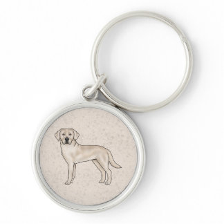 Cream Labrador Retriever Cartoon Dog Illustration Keychain