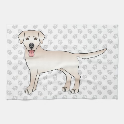 Cream Labrador Retriever Cartoon Dog Illustration Kitchen Towel